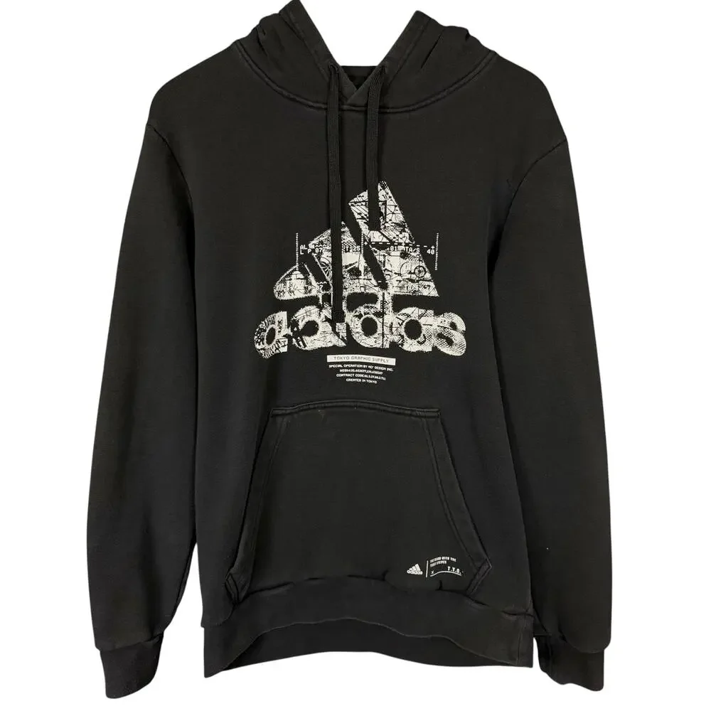 Adidas Tokyo Graphic Supply Black White Men's Hoodie Streetwear Japan L US M